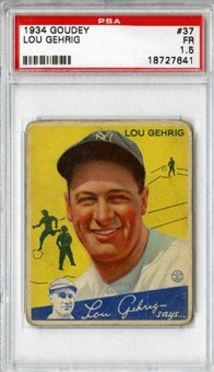 1934 Goudey #37 Lou Gehrig PSA 1.5 FR